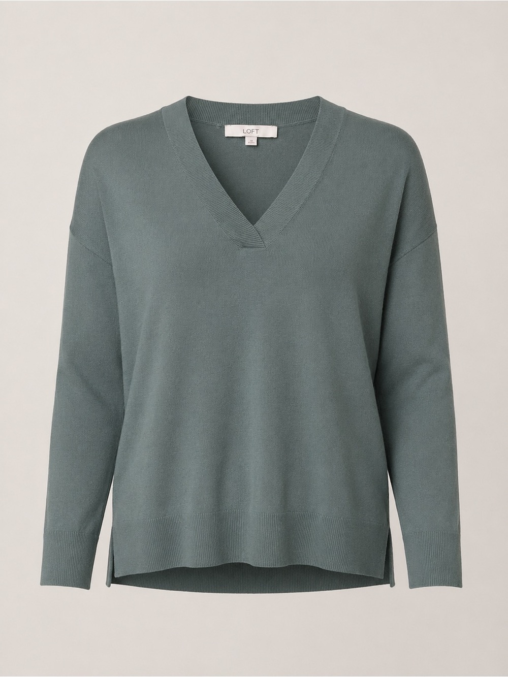 Loft NWT super soft green v neck sweater, large